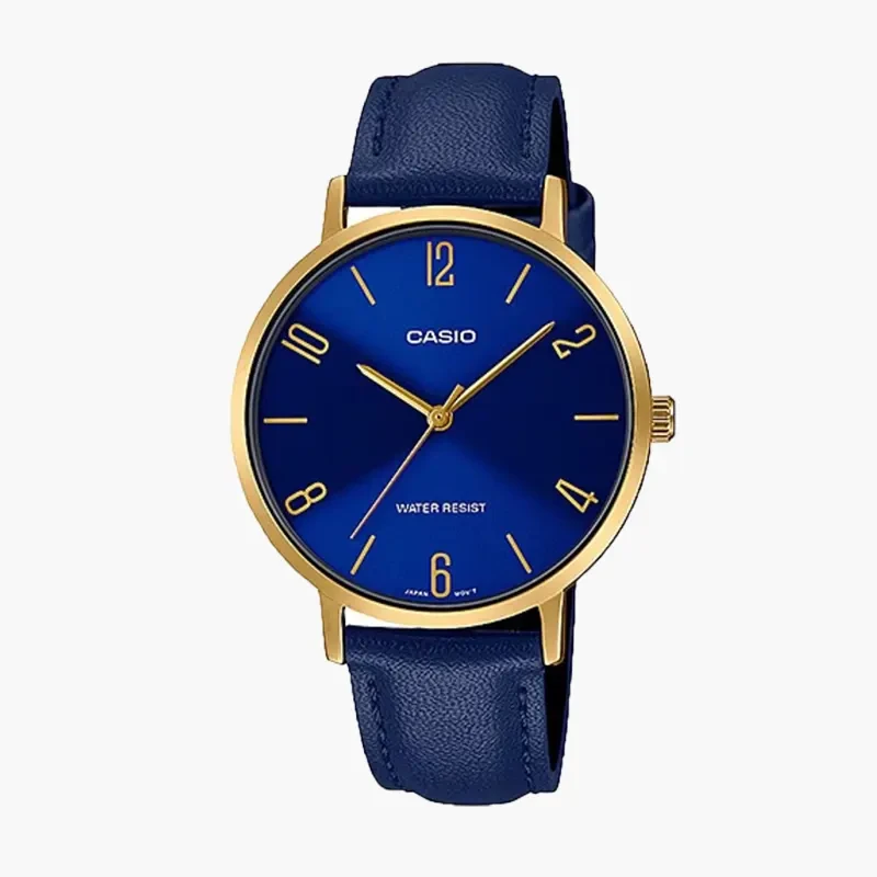 Casio Enticer Blue Dial Leather Ladies Watch- LTP-VT01GL-2B